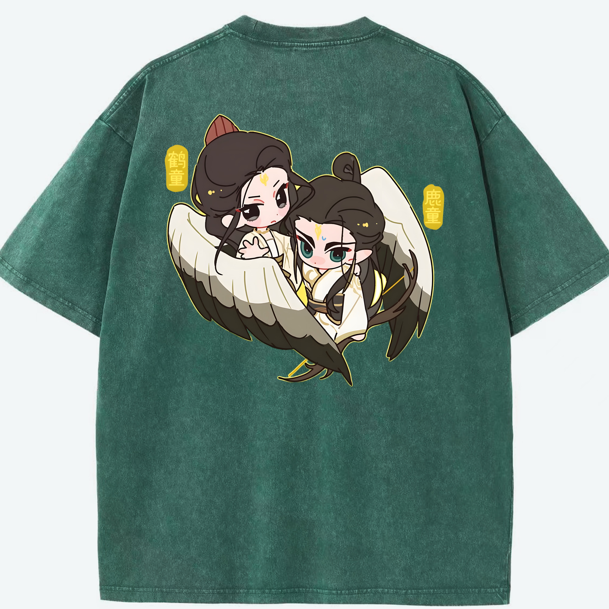 （画像用） Ne Zha 2 ナタ 魔童の大暴れ 綿100% ヴィンテージ風 半袖Tシャツ（背面プリント）